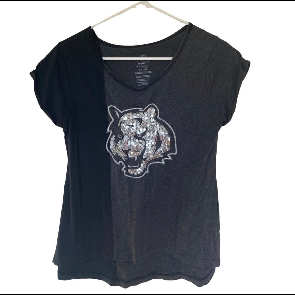 NFL black gray Cincinnati bengals sequins juniors collection size large